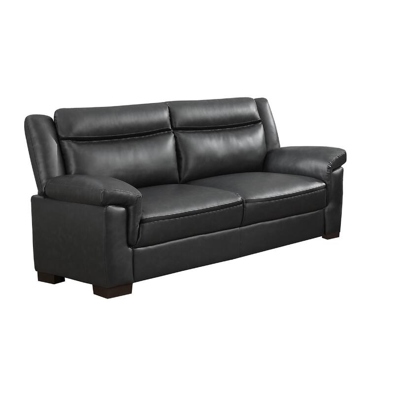 Araba 2 Piece Sofa and Loveseat Set, Gray, Faux Leather