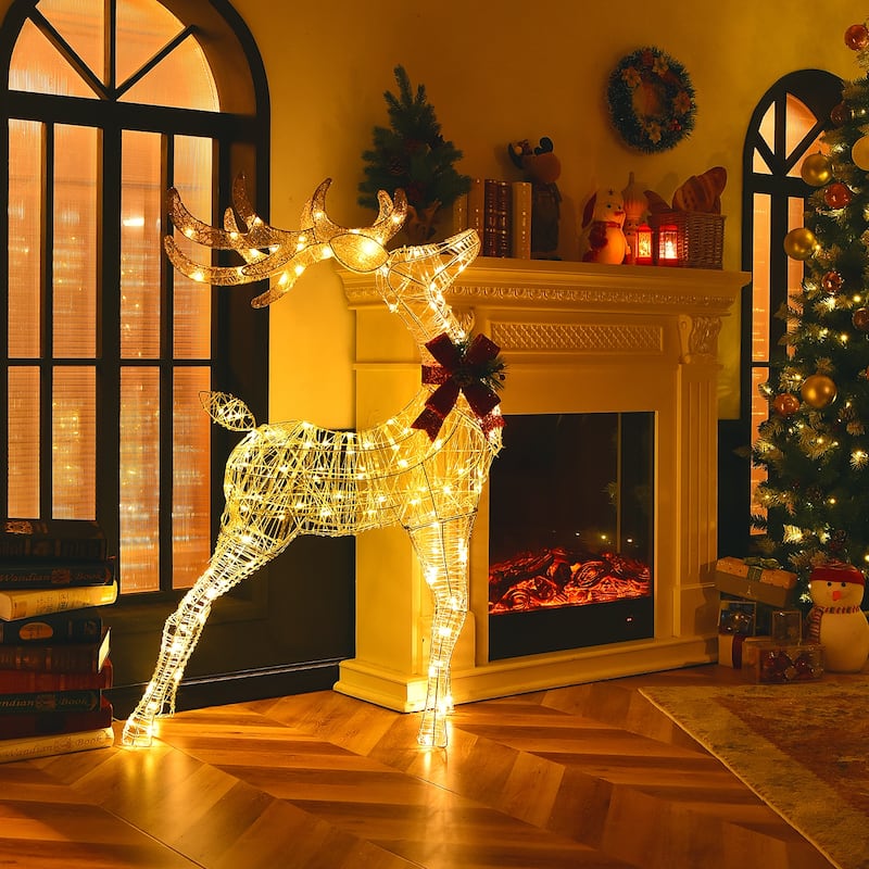 Costway 2 Pieces Lighted Christmas Reindeers Christmas Decoration - See Details