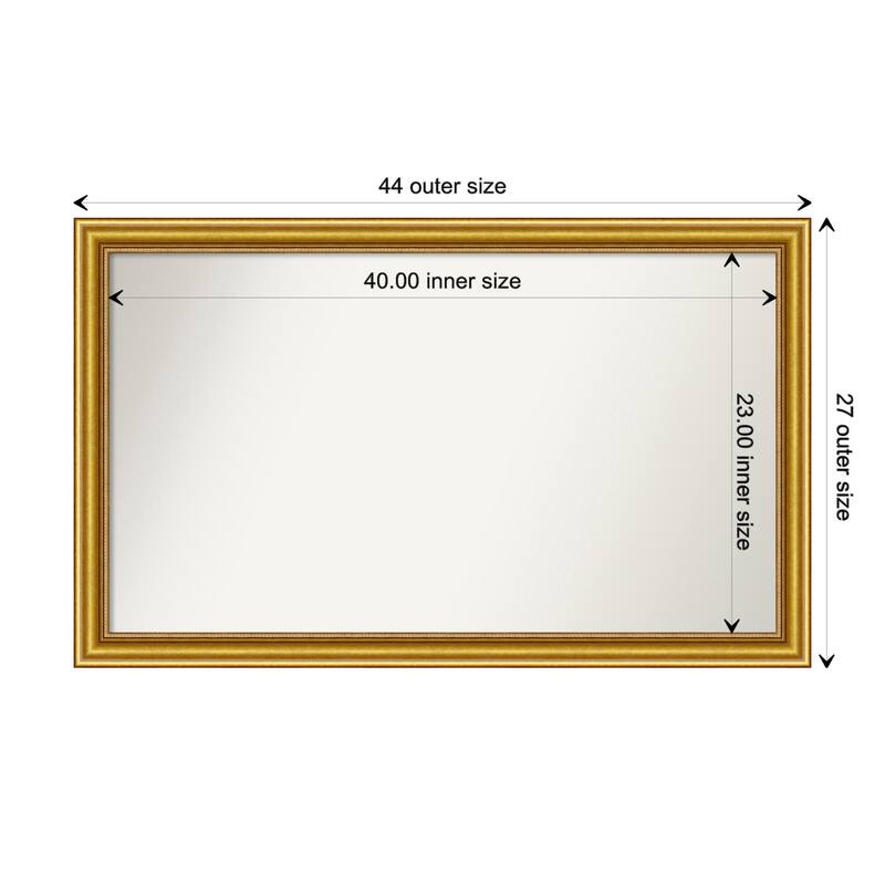 Townhouse Gold Framed Non-Beveled Custom Wall Mirror, Bathroom Vanity Mirror - Outer Size: 43.75 x 26.75