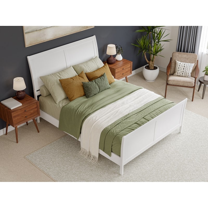 Valencia Solid Wood Low Profile Sleigh Platform Bed with Matching Footboard