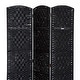 preview thumbnail 12 of 15, HomCom 6' Tall Wicker Weave Three Panel Room Divider Privacy Screen - Black Wood