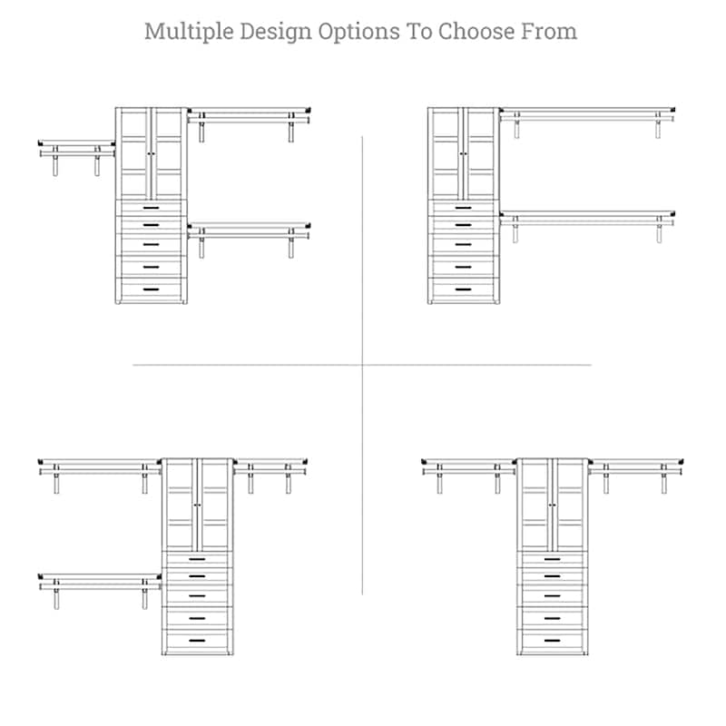 John Louis Home Solid Wood Reach-In Closet System with 5-Drawers and Doors White