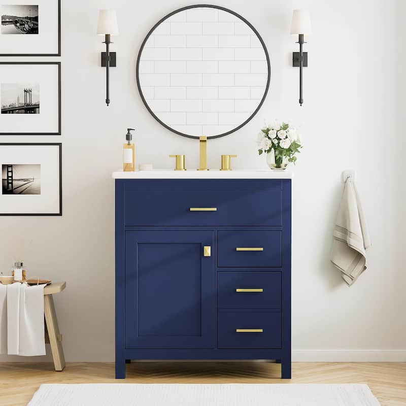 30-Inch Bathroom Vanity with Ceramic Sink and Ample Storage
