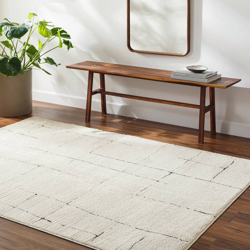 Livabliss Freud Modern Irregular Grid Area Rug - 9' 2" x 12' - Cream/Black