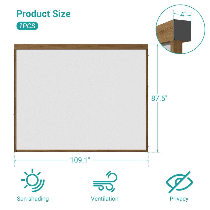 BONOSUKI Adjustable Height Pull Down Privacy Screen for 10FT/12FT/13FT Pergola (Screen Only)