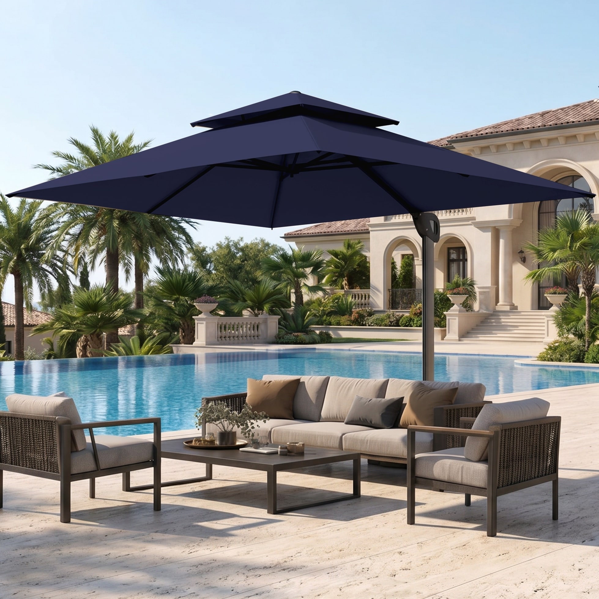 12 patio cantilever umbrella LAUSAINT HOME 12FT Deluxe Cantilever Umbrell Lausaint Home The premium polyester canopy is engineered to withstand the elementsit is waterproof 12 ft. Octagon Cantilever Umbrella