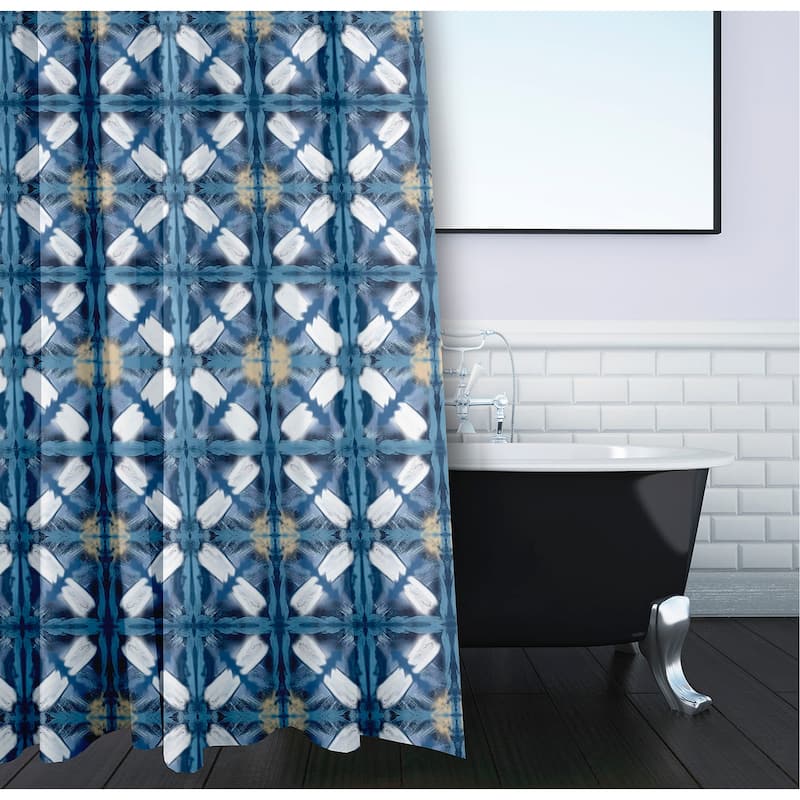 Beach Tile Geometric Print Shower Curtain