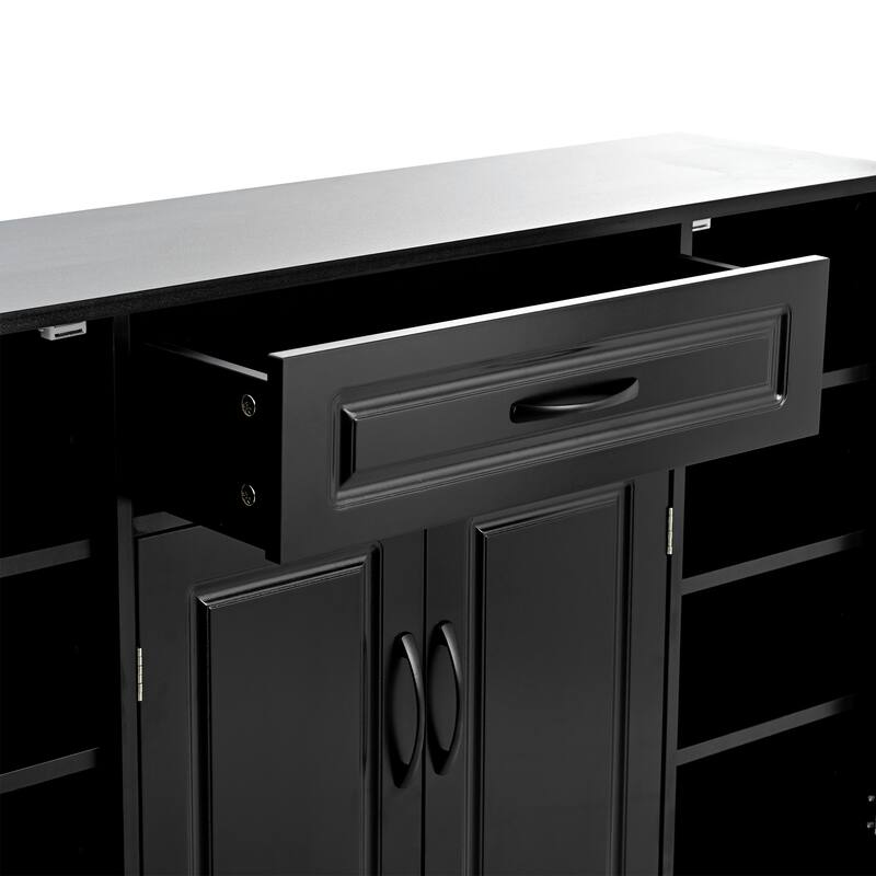Shoe Cabinet with Doors, Modern Shoe Storage Cabinet with Adjustable Shelves, Wood Free Standing Shoe Storage for Entryway