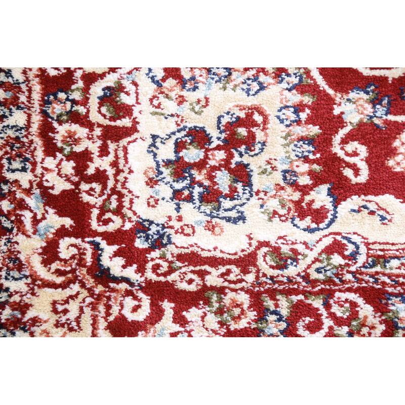 Red Floral Medallion Transitional Turkish Rug Oriental Carpet