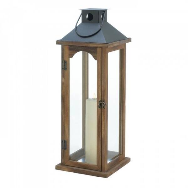 Shop 2 Tall Simple Metal Top Wooden Lanterns On Sale Overstock