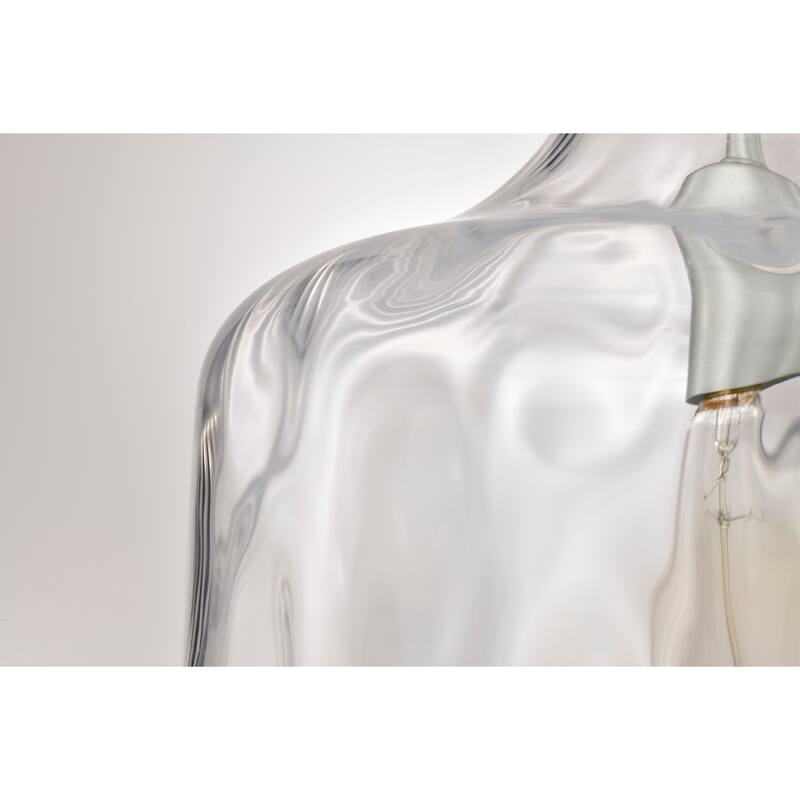 Clear Dimpled Cylindrical Glass Pendant Ceiling Light - 12in