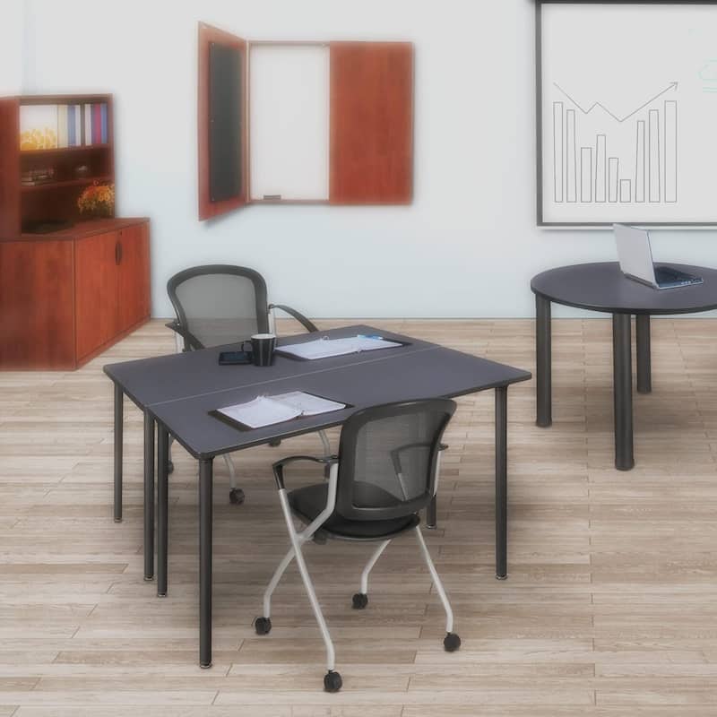 42 x 24 in. Folding Training Seminar Table- Grey Top, Black Legs