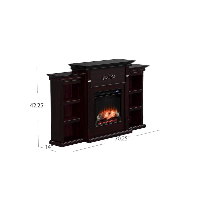 SEI Furniture Forbes Electric Fireplace Mantel with Bookcase Storage