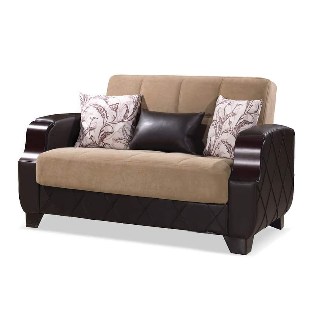 Collection Upholstered Convertible Loveseat With Storage