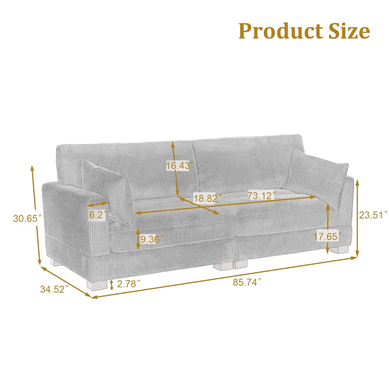 Corduroy Upholstered Modular Sectional Sofa for Living Room