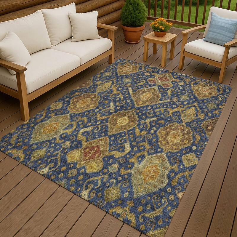 Machine Washable Indoor/ Outdoor Traditional Venetian Chantille Rug