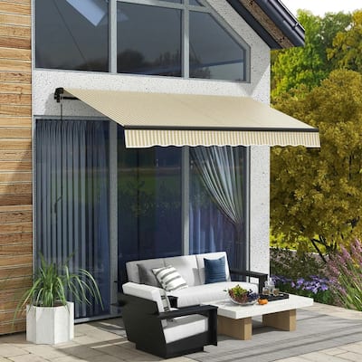 12'x10' Retractable Awning,UV Resistant Sunshade Shelter for Deck,Yard