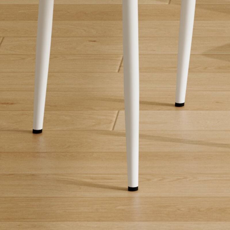 4 Dining Chair Set, White Dining Chair Set, Pu Material High Back Seat And Sturdy White Leg Chair