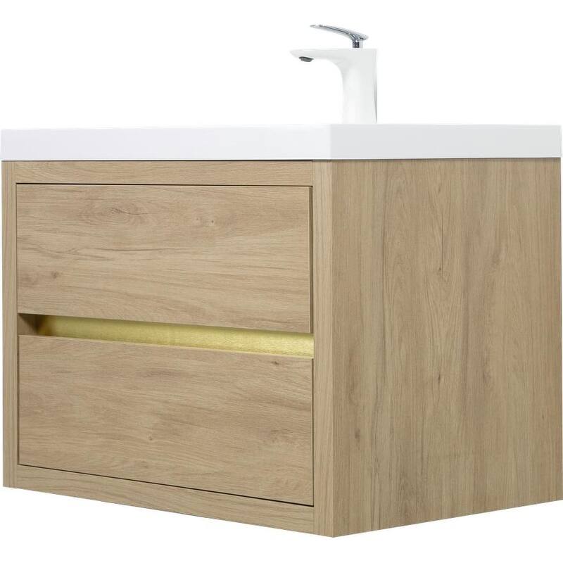 Abruzzo 30" Wall-Mount Bathroom Vanity with Stone Resin Top and Dual Soft-Close Drawers