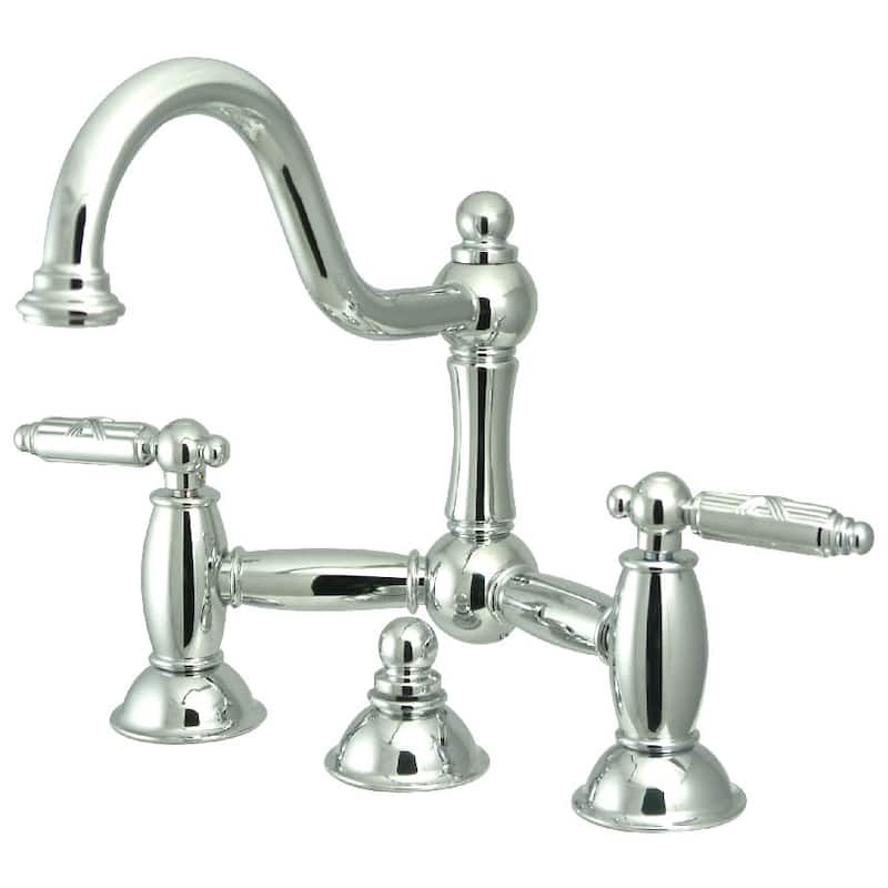 Kingston Brass Restoration 1.2 GPM Widespread Bridge Bathroom Faucet - Polished Chrome