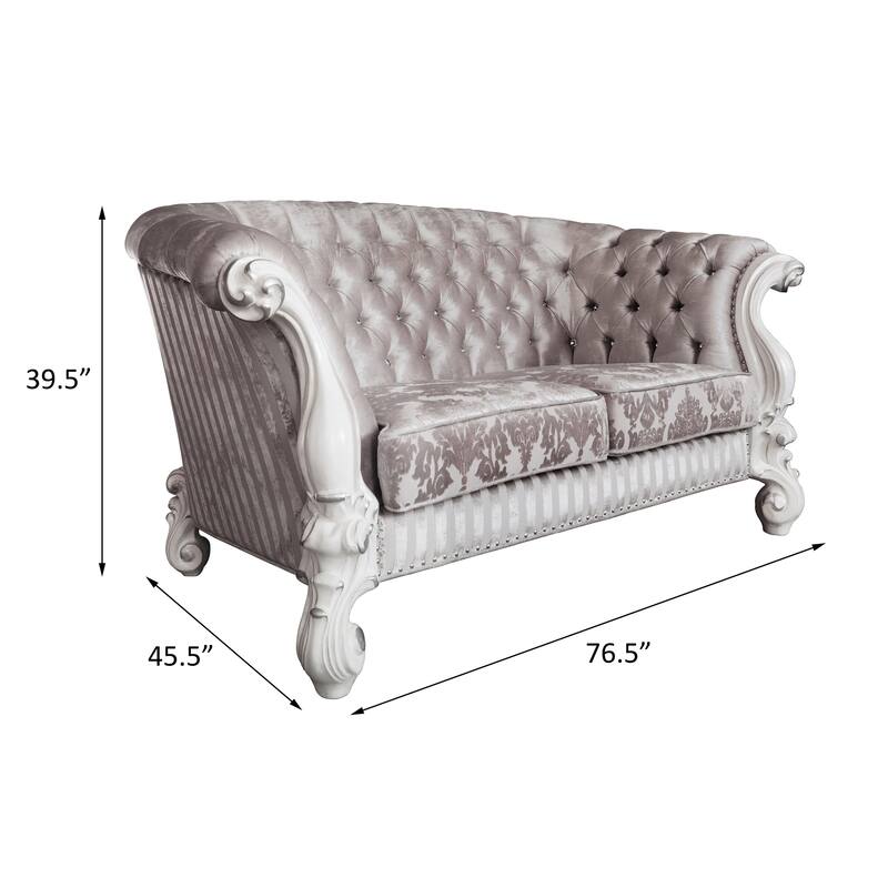 Calvert Ivory and Bone White Loveseat with Oversized Scrolled Leg