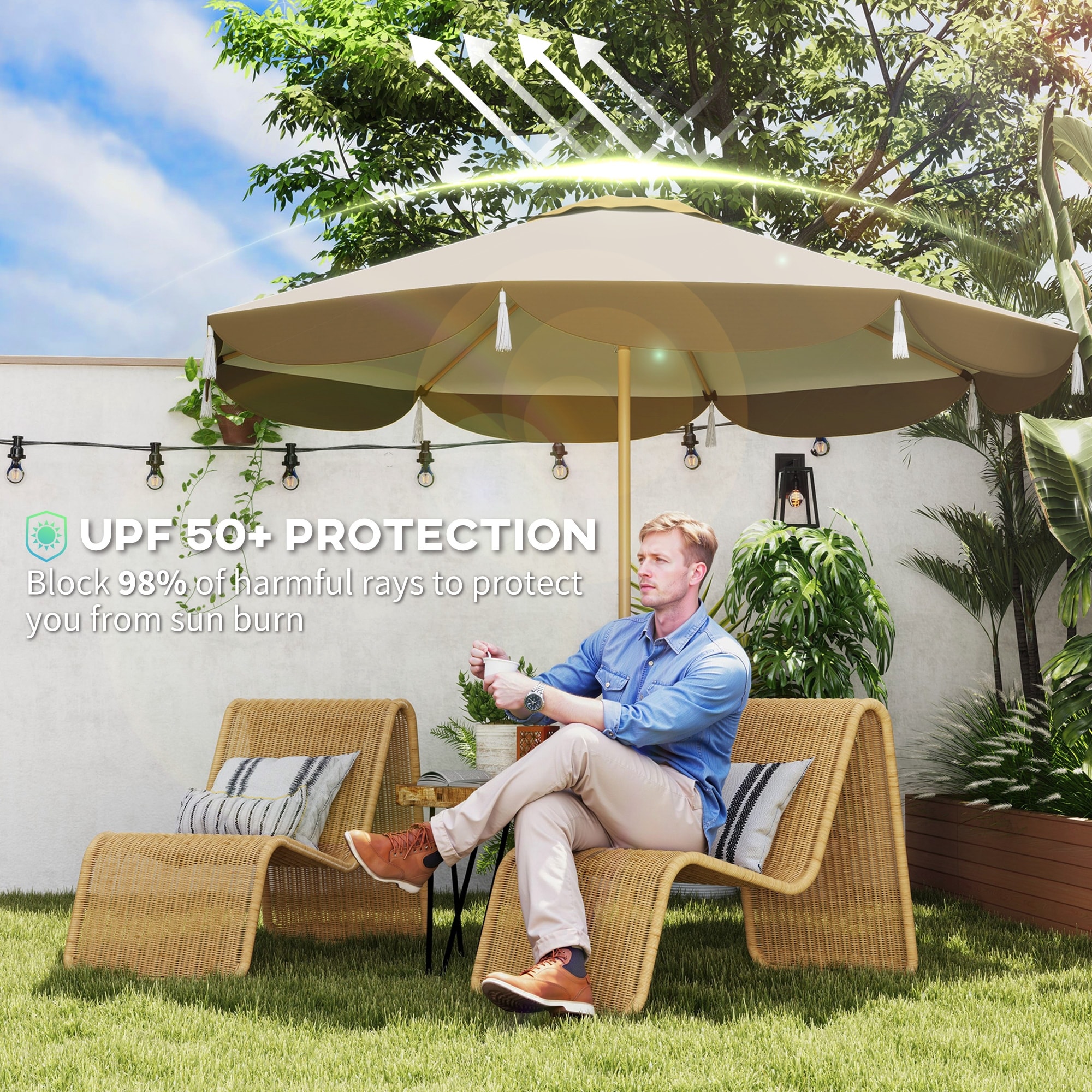 8 rib patio umbrella Lyon Replacement Cover For 9 Ft. Market Abba Color: Gray The high 9FT Patio Umbrella, UPF 50+