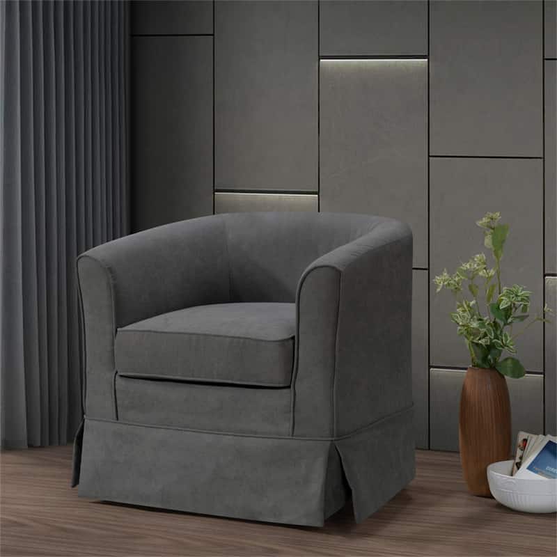 Woven Fabric Swivel Barrel Chair