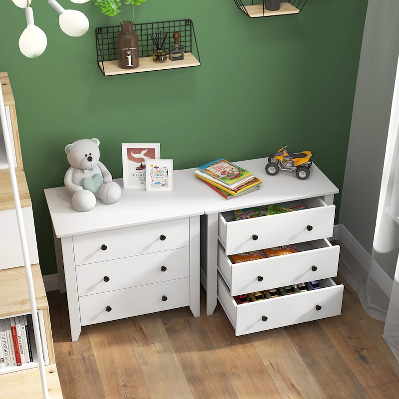 Gymax 3 Drawer Dresser Chest of Drawers Bedside Table for Living Room