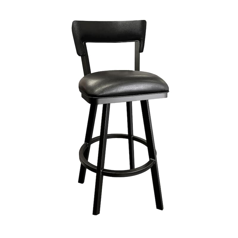 Tempo Furniture Hilton Swivel 26" Counterstool/30" Barstool Pebblestone Metal Finish & Black Polyurethane by Furnish Theory - Counter Height