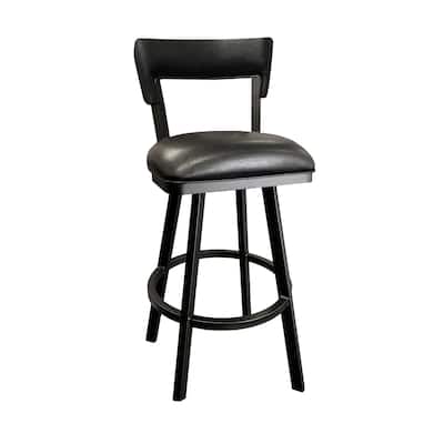 Tempo Furniture Hilton Swivel 26" Counterstool/30" Barstool Pebblestone Metal Finish & Black Polyurethane by Furnish Theory
