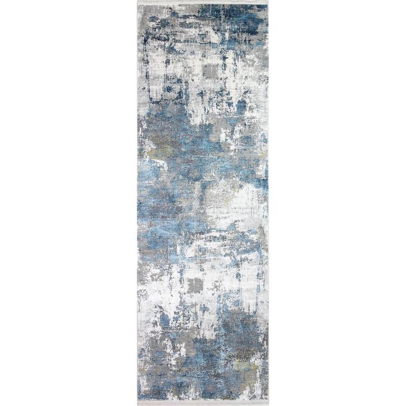 Bashian Grettel Ivory/Blue Contemporary Area Rug