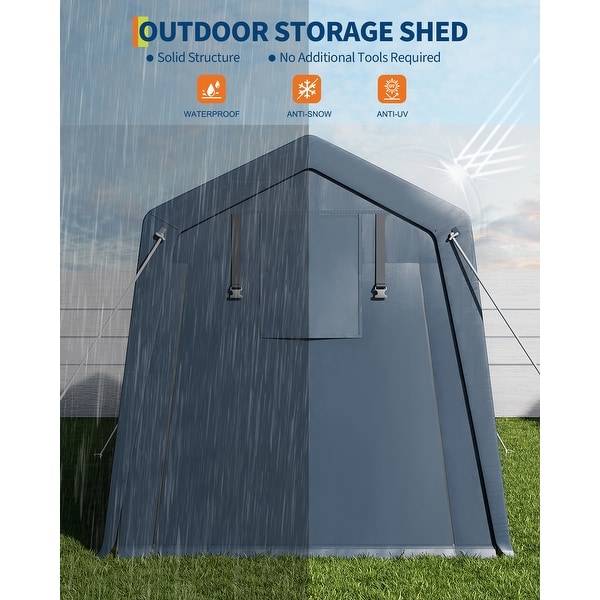 7x10 FT Portable Outdoor Storage Shed with 2 Roll-Up Zipper Doors