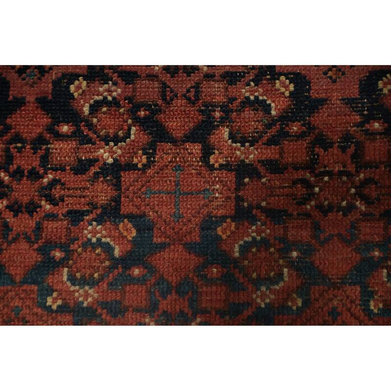 Hand Knotted Oriental 100% Wool Carpet Traditional Geometric Navy Blue & Blues Malayer Area Rug - 6' 8'' X 4' 4''