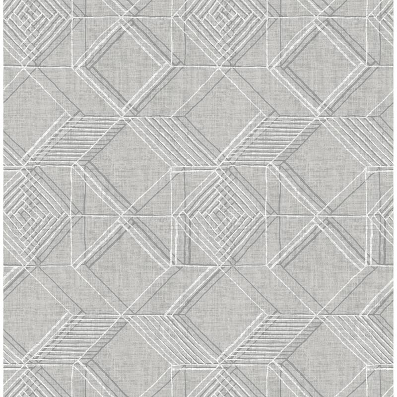 A-Street Prints Moki Grey Lattice Geometric Wallpaper