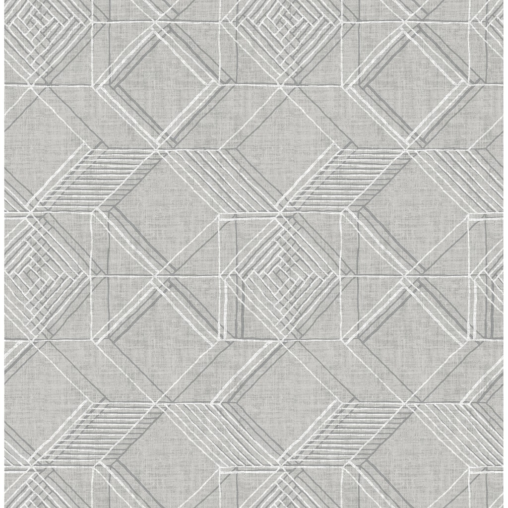 A-Street Prints Moki Grey Lattice Geometric Wallpaper