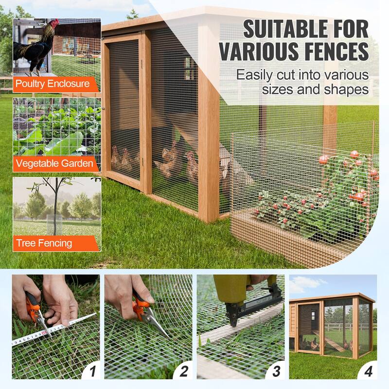Hardware Cloth, Hot Dipped Galvanized Wire Mesh Roll, Chicken Wire Fencing, Wire Mesh for Rabbit Cages, Garden - Silver