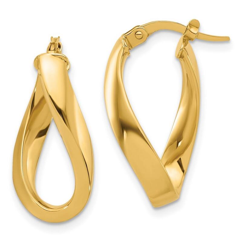 Curata 10k Yellow Gold 20x4mm Polished Twisted Oval Hoop Earrings