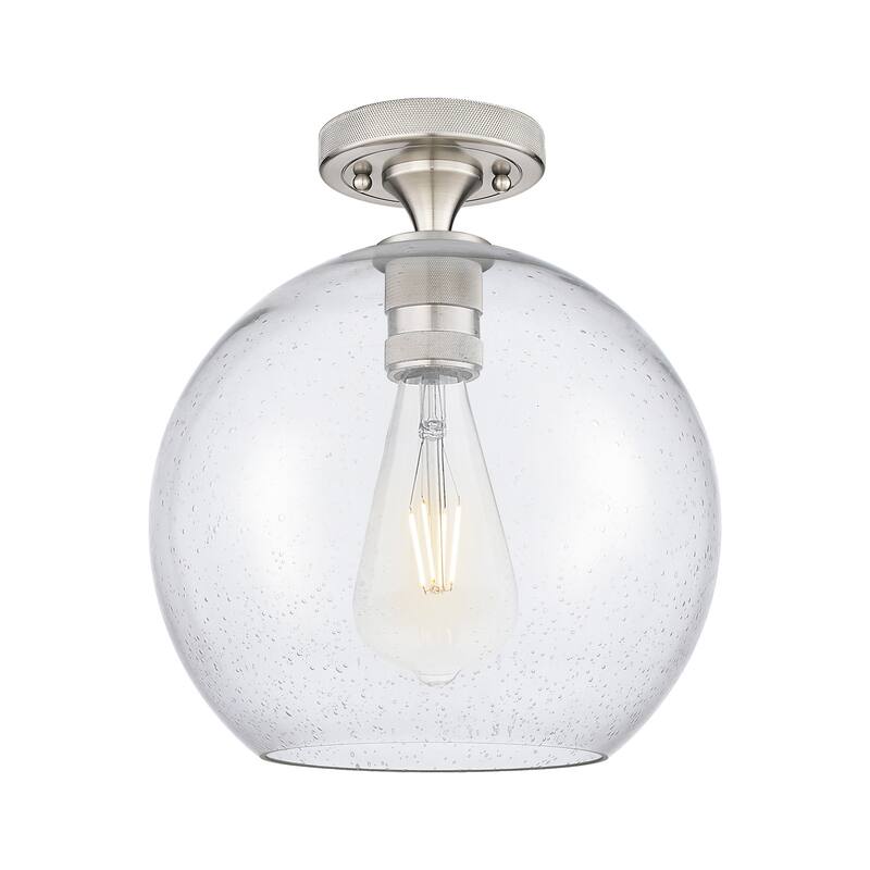 Innovations Lighting Downtown Urban - Crown Point - 1 Light 10" Athens Flush Mount - Satin Nickel/Seedy