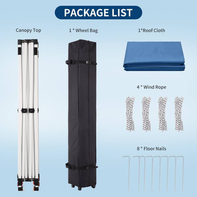 10x10 FT Heavy Duty Pop Up Canopy Tent with Roller Bag, Stakes & Ropes, Commercial Outdoor Shelter