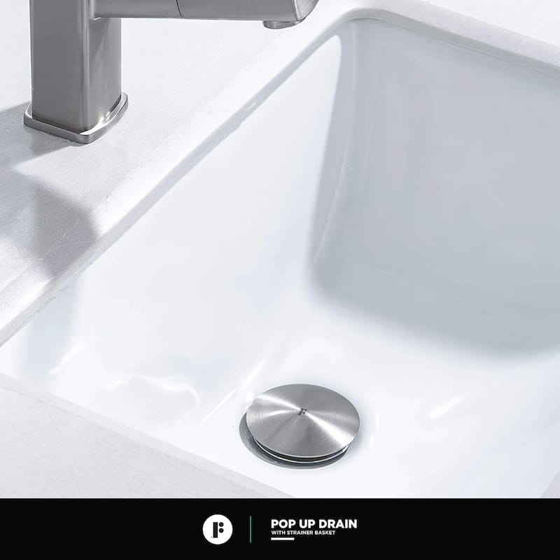 Fine Fixtures Pop Up Drain With Strainer Basket in Satin Nickel