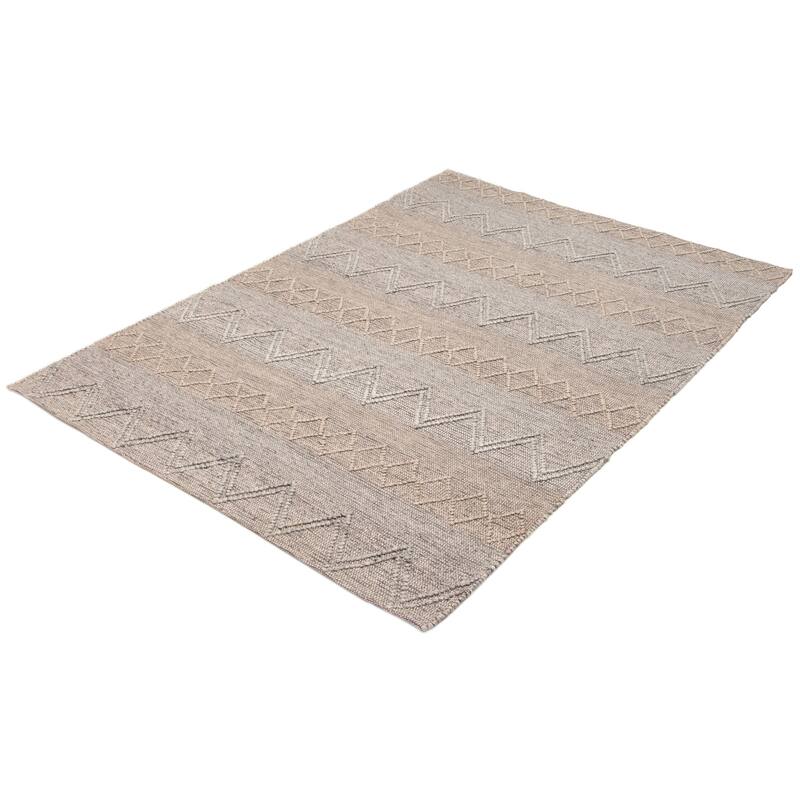 ECARPETGALLERY Braid weave Sienna Grey Wool Rug - 6'1 x 8'10