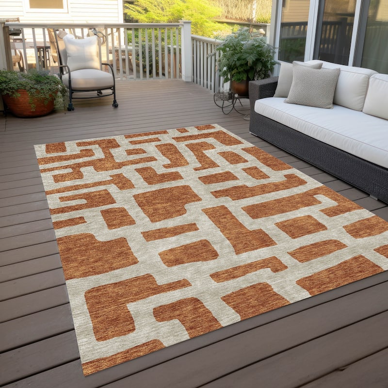 Machine Washable Indoor/ Outdoor Chantille Geo Contemporary Rug