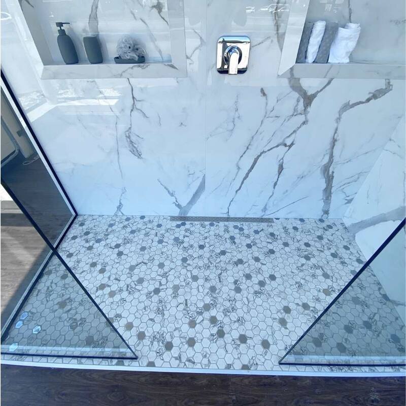 The Tile Life Eterna Hex 2x2 Fosco Argent Glass Mosaic Floor, Backsplash & Wall Tile