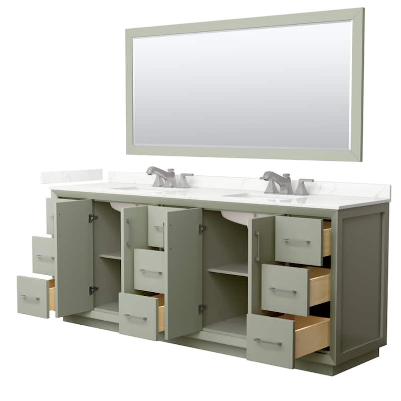 Strada 84-inch Double Vanity, Quartz Top, 70-inch Mirror