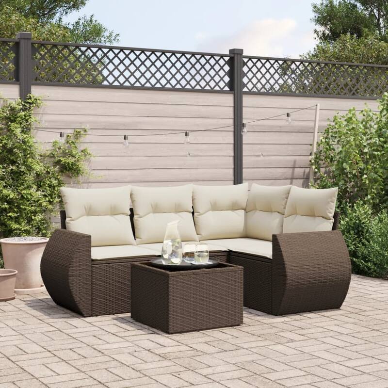 vidaXL Garden Sofa Set - Brown and cream Without table