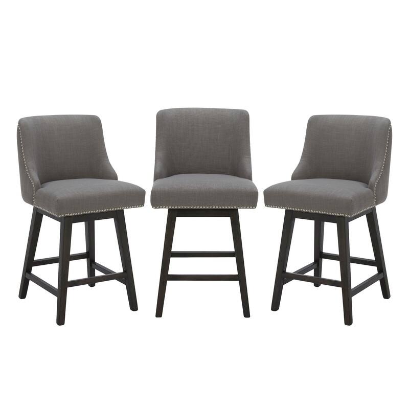 Spruce & Spring Oliver Counter Height Swivel Barstool Set - Set of 3 - Flint Grey - Counter Height