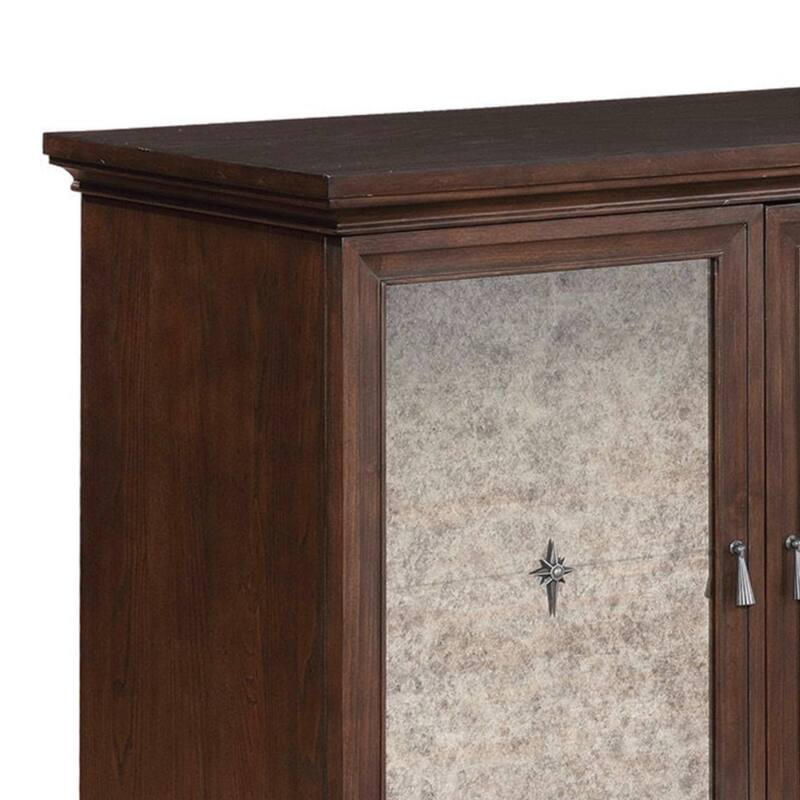 Traditional Wooden Buffet with Textured 2 Double Door Cabinet, Brown