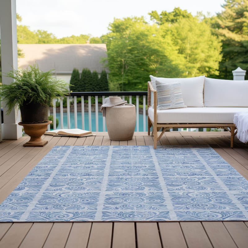 Machine Washable Indoor/ Outdoor Chantille Mosaic Rug
