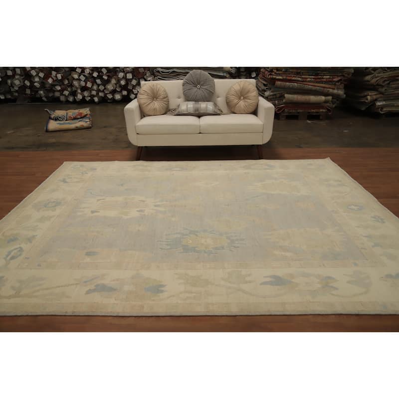 Hand Knotted Oriental 100% Wool Carpet Transitional All-Over Greys & Charcoal Oushak Area Rug - 10' 0'' X 8' 0''