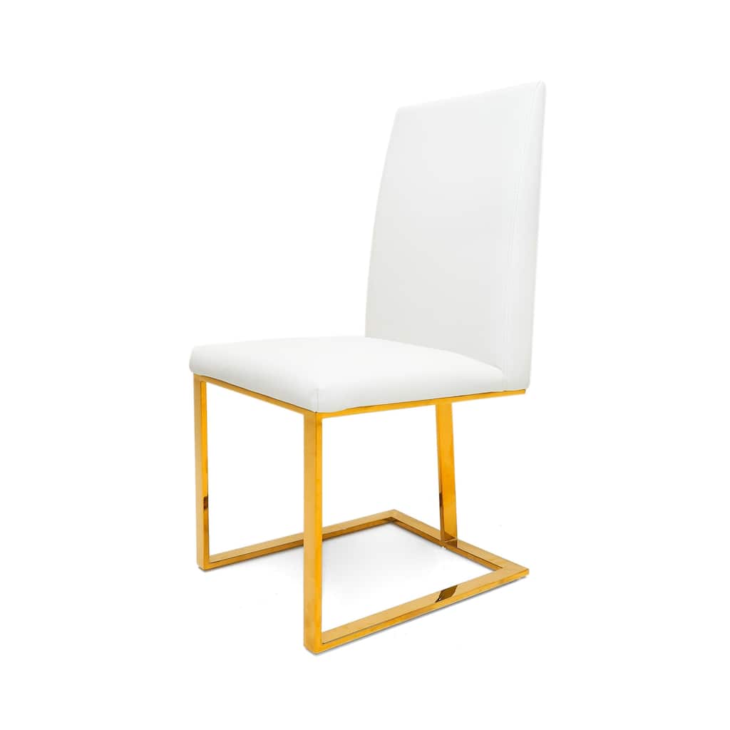 Modrest Frankie Contemporary White & Gold Dining Chair
